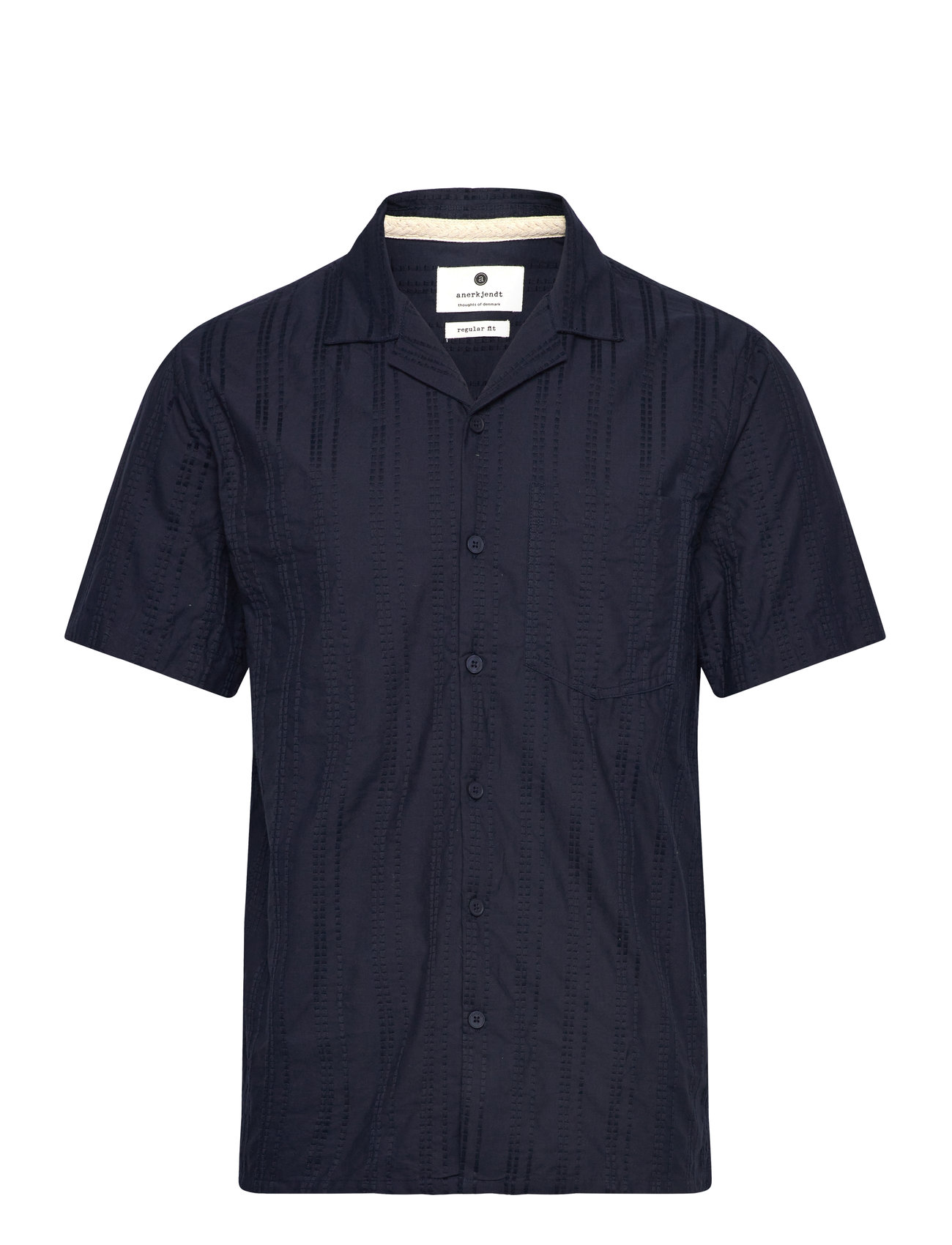 Anerkjendt Akleon Emb S/S Shirt, XL, Navy, Skjorter > Kortærmede Shirts, Herre