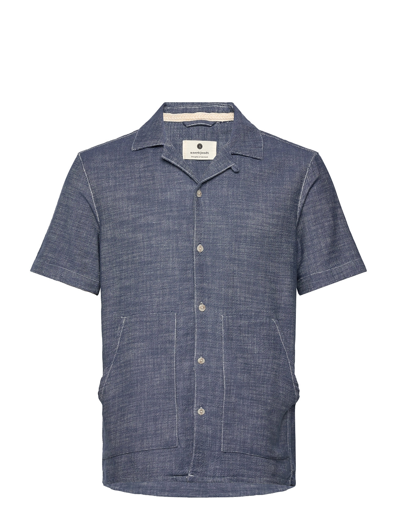 Anerkjendt Akkurt Twill S/S Shirt, L, Blue, Skjorter > Kortærmede Shirts, Herre