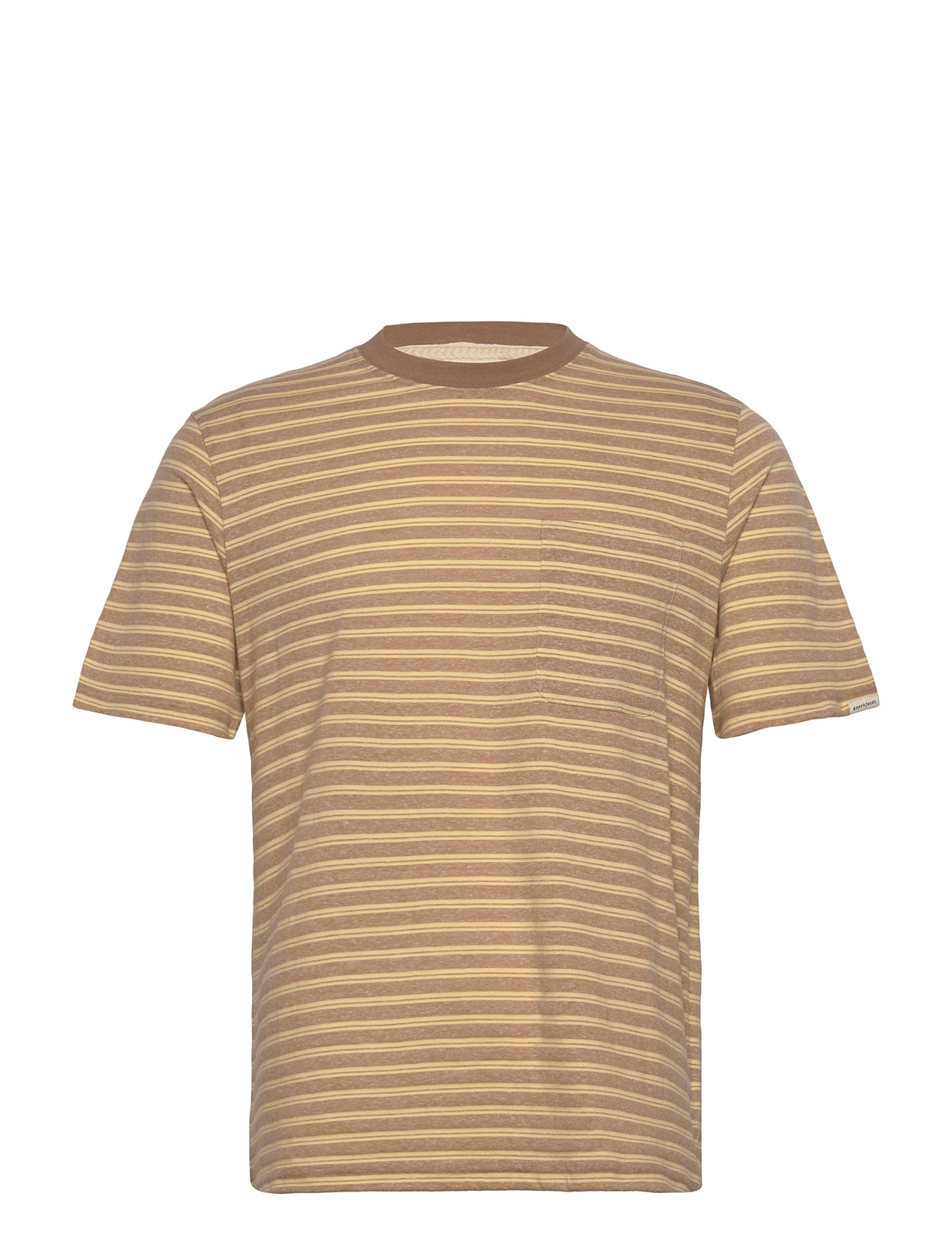 Anerkjendt Akkikki Cot/Linen Stripe Tee, S, Beige, T-Shirts > Kortærmede, Herre