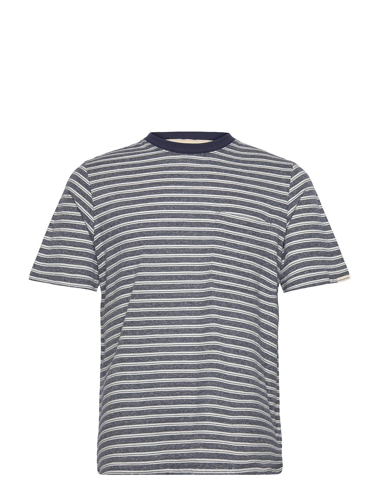 Anerkjendt Akkikki Cot/Linen Stripe Tee, XXL, Navy, T-Shirts > Kortærmede, Herre