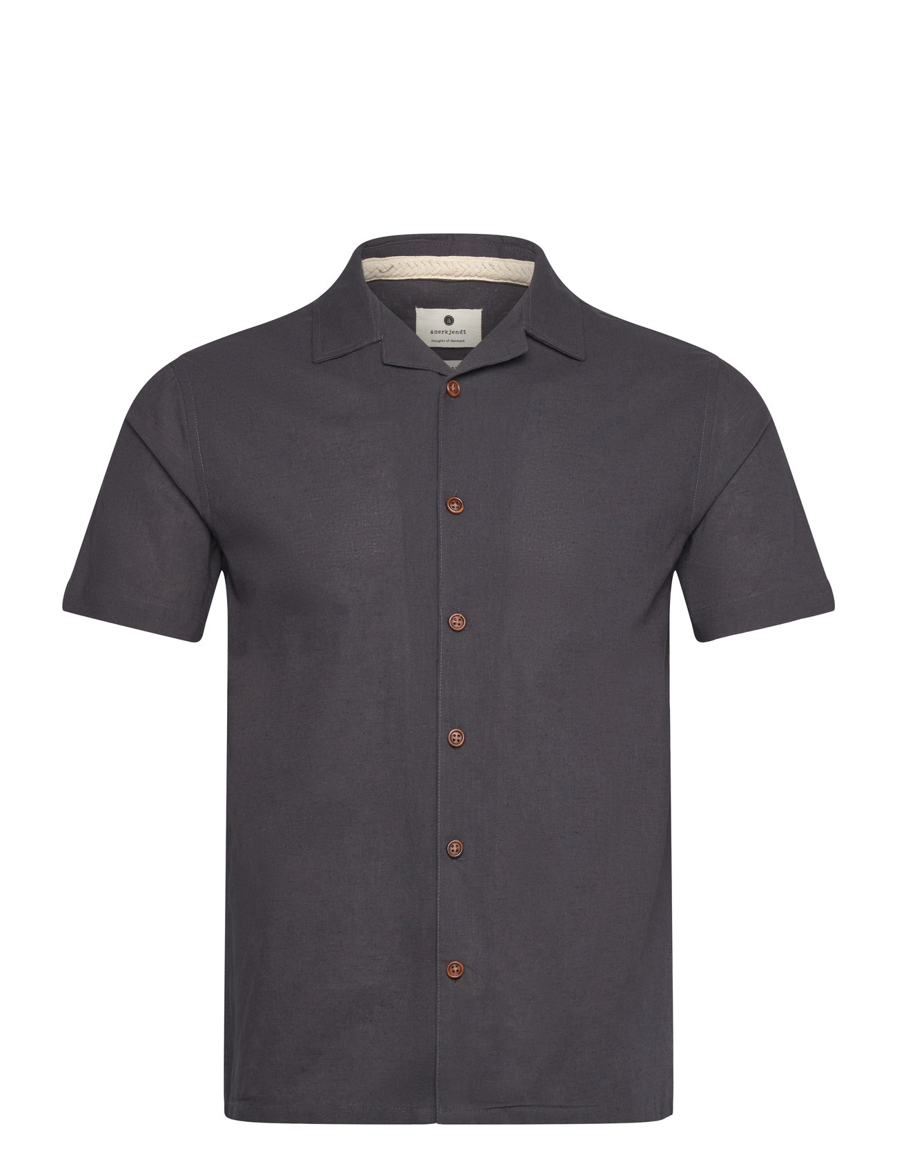 Anerkjendt Akleo S/S Cot/Linen Shirt, M, Grey, Skjorter > Kortærmede Shirts, Herre