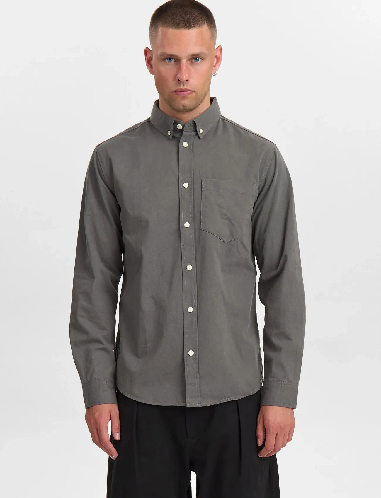 Anerkjendt Aktheshirt L/S Twill Shirt, XXL, Grey, Skjorter > Afslappet Shirts, Herre