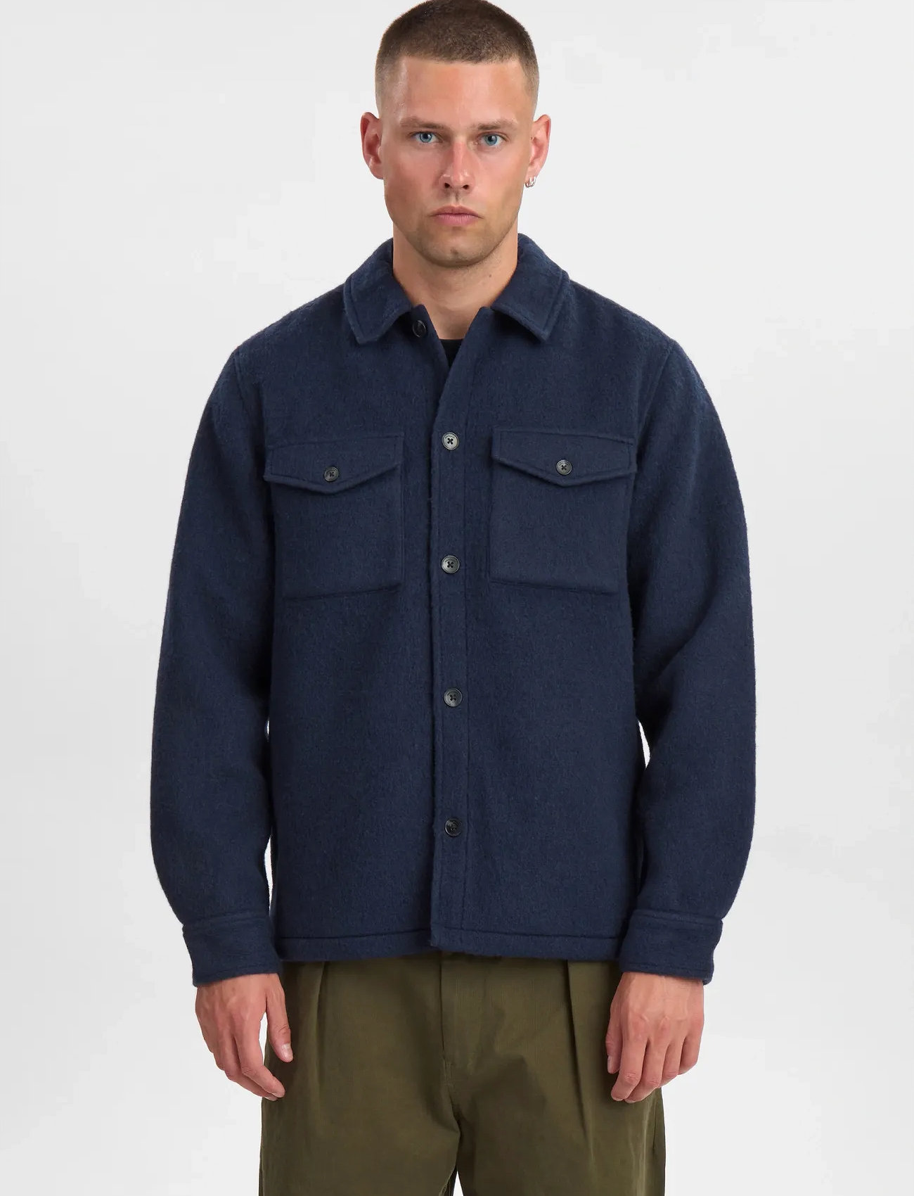 Anerkjendt Akoscar Boiled Wool Overshirt, M, Navy, Overdele > Overtrøjer, Herre