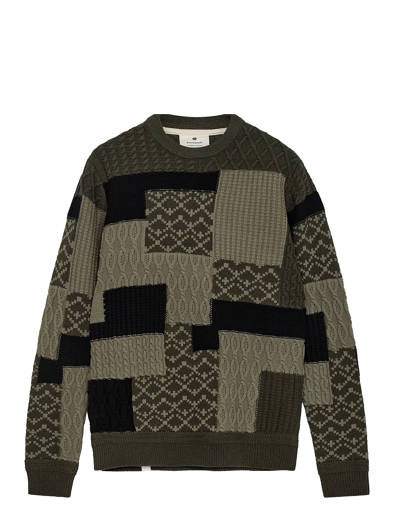 ANERKJENDT Aksune Patchwork Knit Khaki - S - Herren