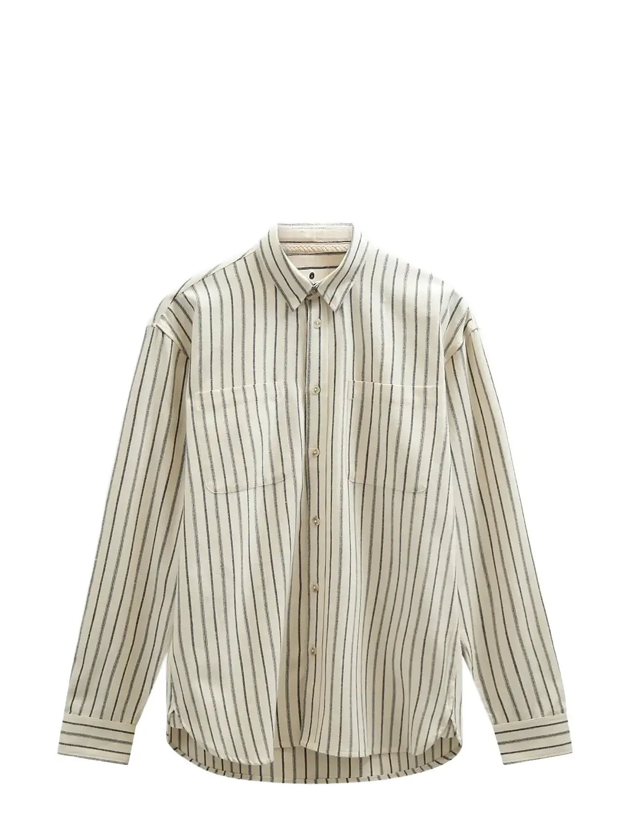 Anerkjendt Aklasse Stripe L/S Shirt, L, Cream, Skjorter > Afslappet Shirts, Herre
