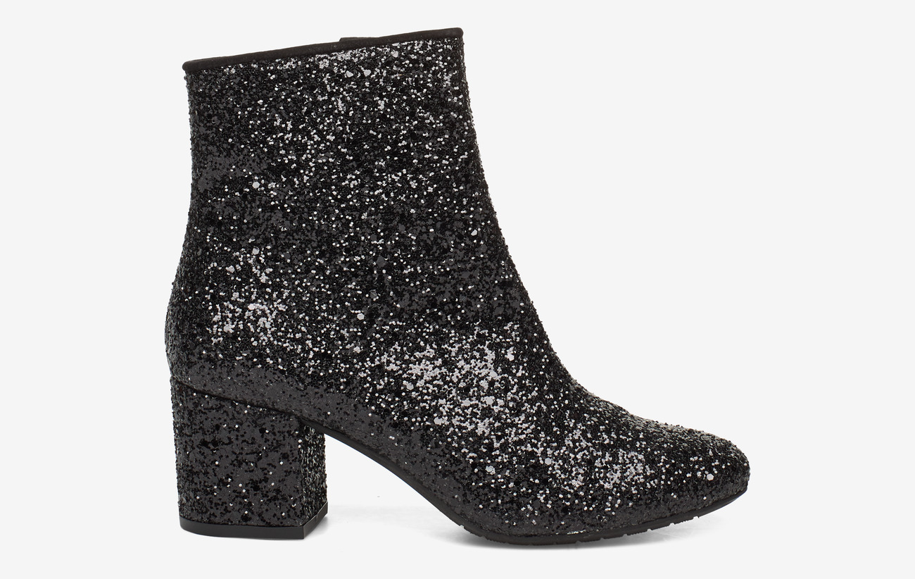 black bootie with block heel