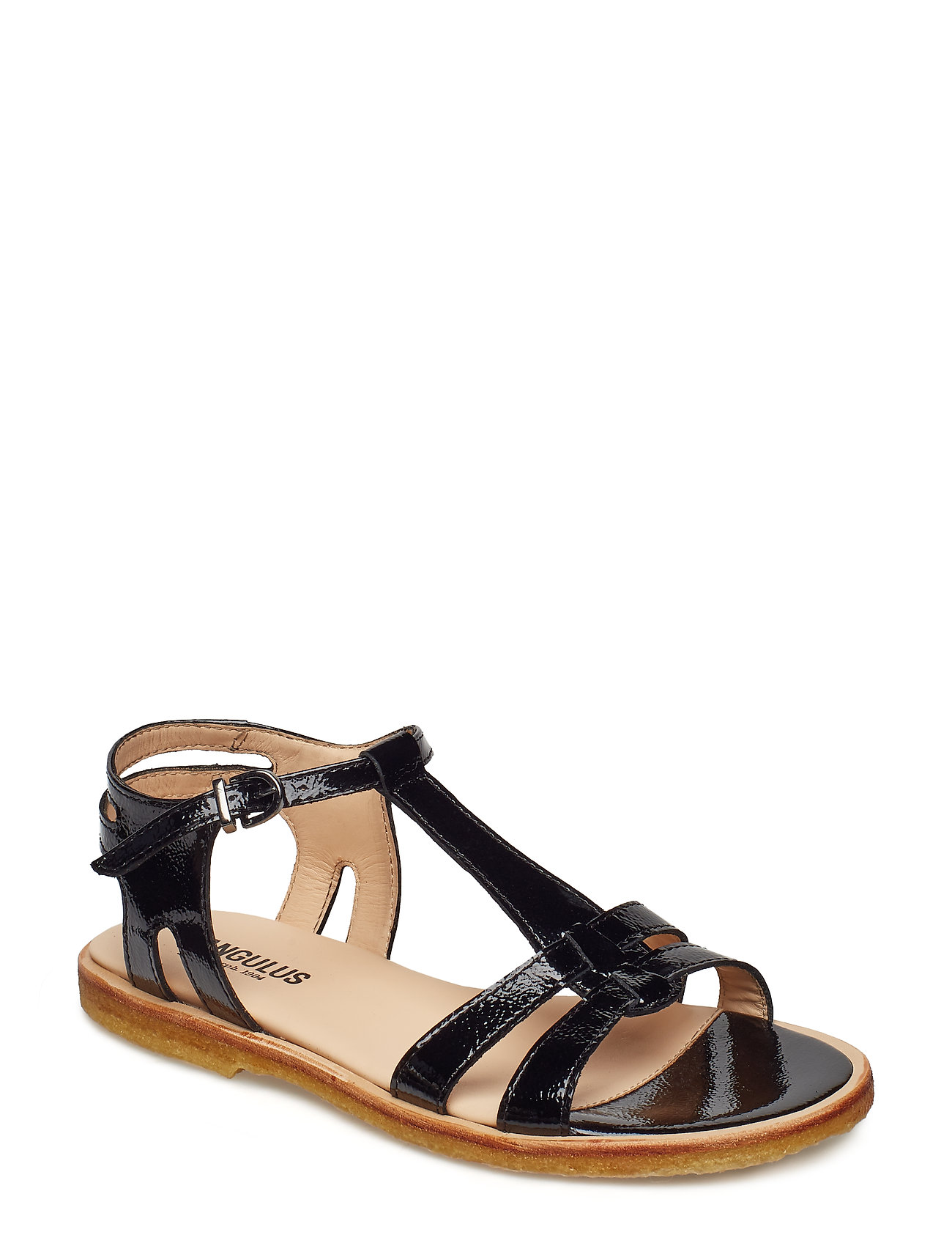 Sandal With Leather Sole Platte Sandalen Zwart Angulus angulus kopen in de aanbieding