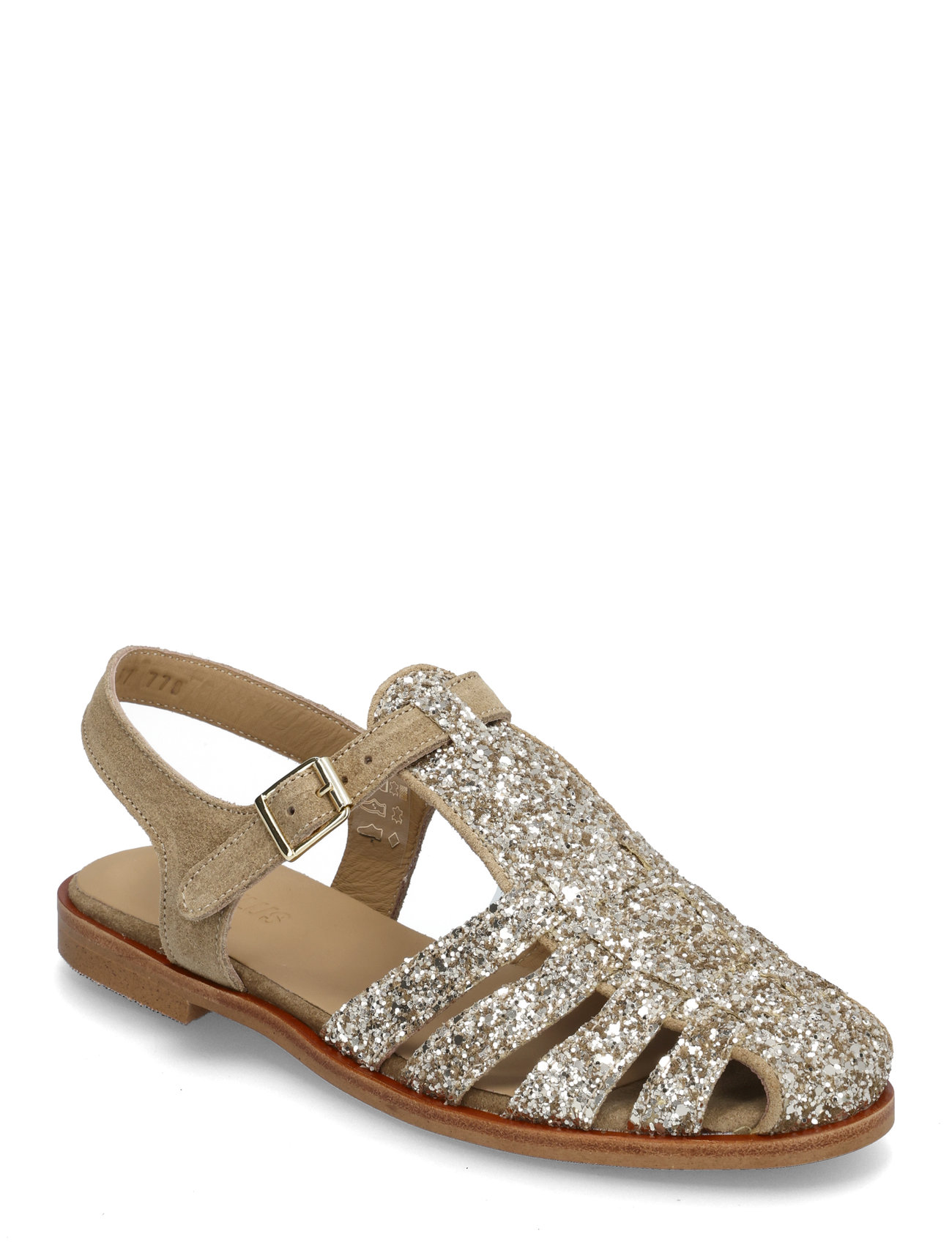 Sandals - Flat - Closed Toe - Op Flate Sandaler Gold ANGULUS