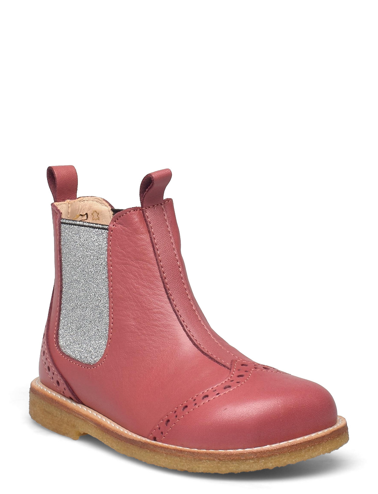 Booties - Flat - With Elastic Bootsit Nauhalliset Saapikkaat Vaaleanpunainen ANGULUS