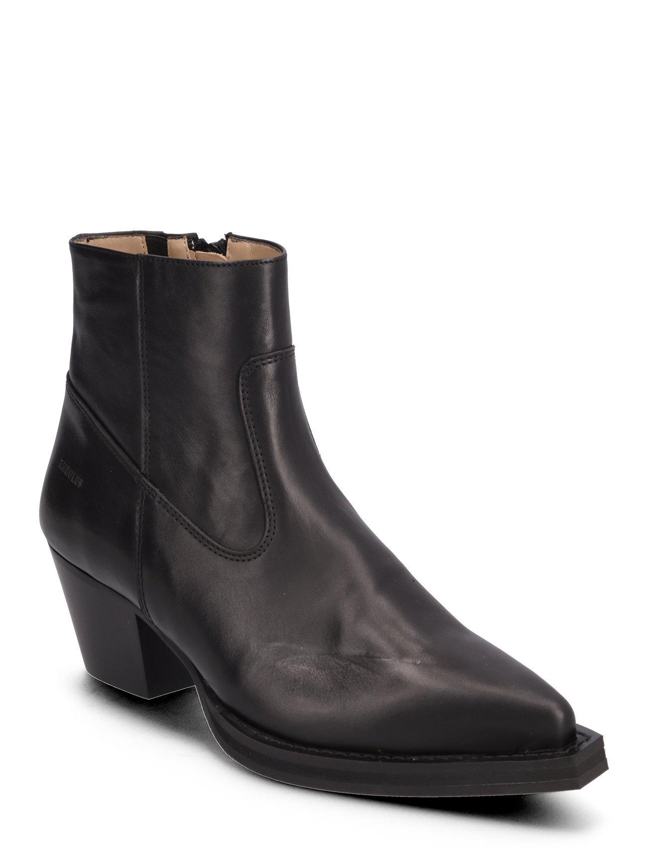 Bootie - Block Heel - With Zippe Shoes Boots Ankle Boots Ankle Boots With Heel Black ANGULUS