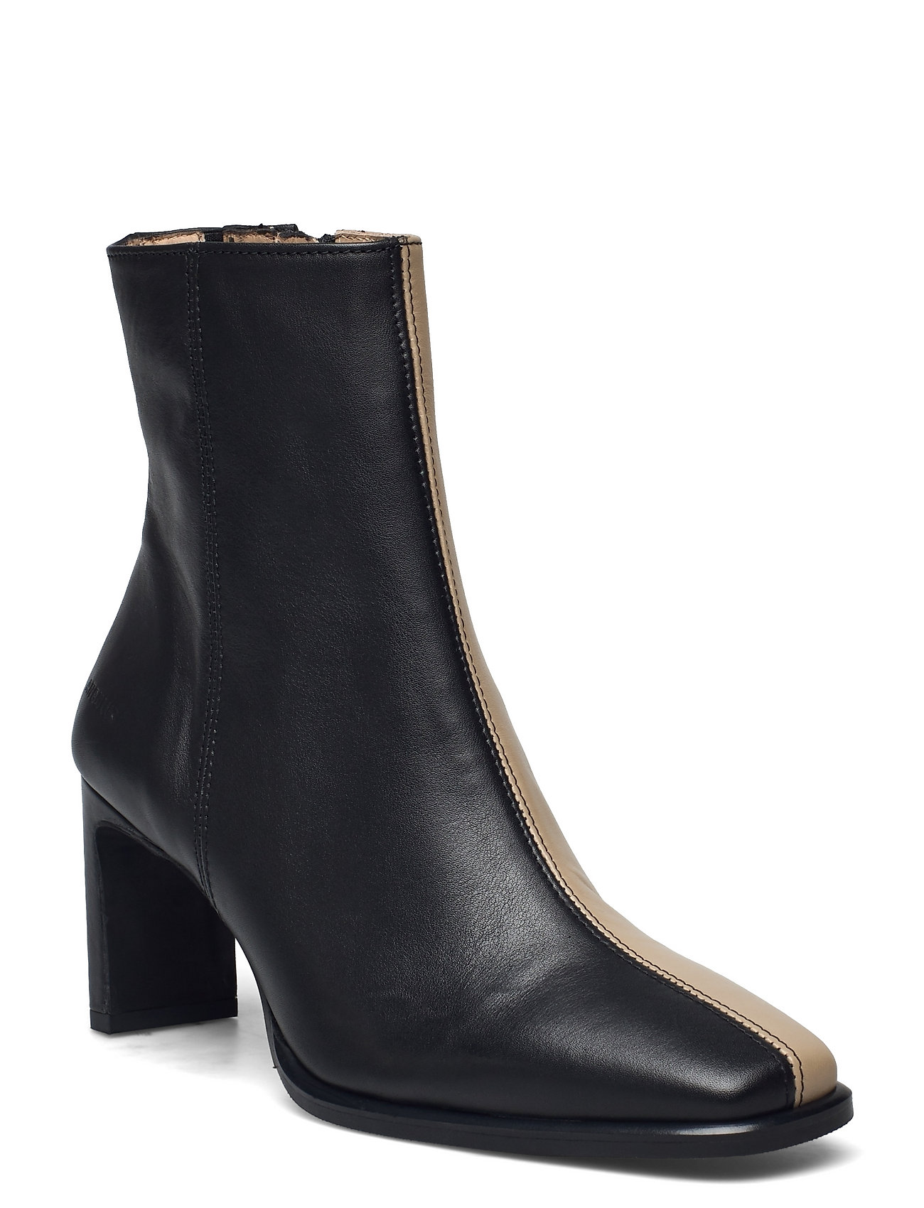 Bootie - Block Heel - With Zippe Shoes Boots Ankle Boots Ankle Boot - Heel Musta ANGULUS