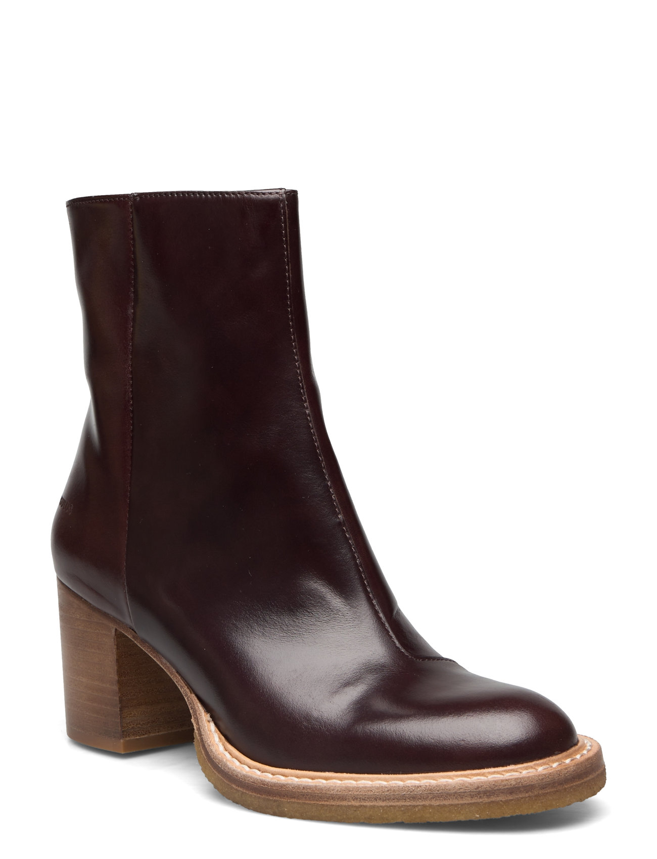 Bootie - Block Heel - With Zippe Shoes Boots Ankle Boots Ankle Boots With Heel Brown ANGULUS