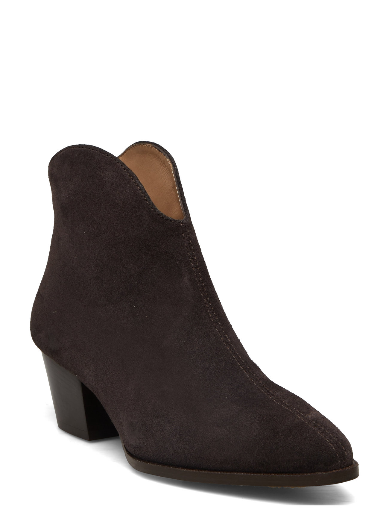 Booties - Block Heel - With Elas Shoes Boots Ankle Boots Ankle Boots With Heel Brown ANGULUS