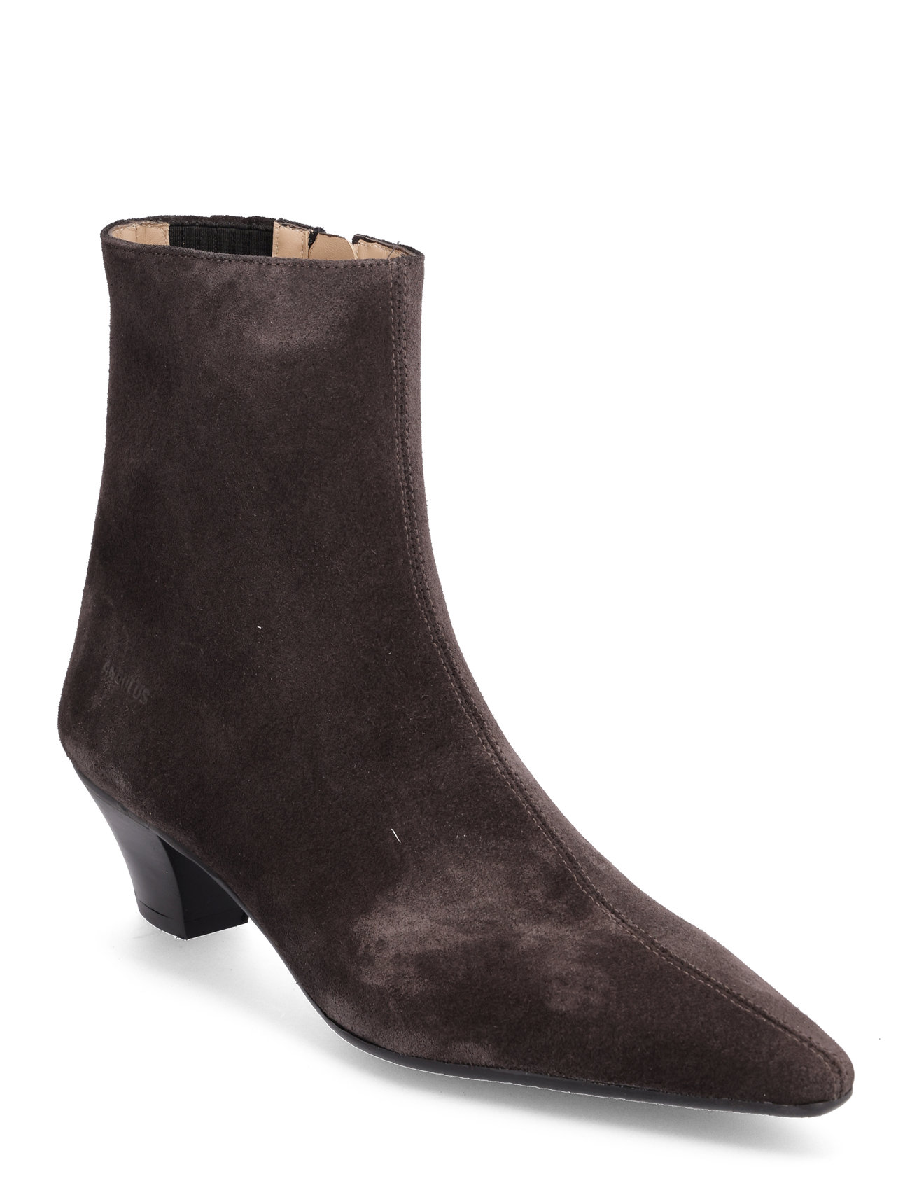 Boots - Block Heel With Zipper Shoes Boots Ankle Boots Ankle Boots With Heel Brown ANGULUS