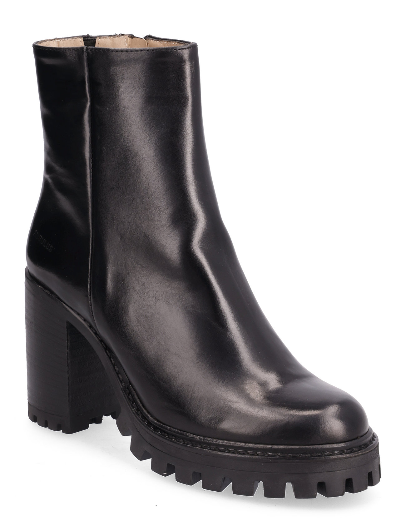 Bootie - Block Heel - With Zippe Shoes Boots Ankle Boots Ankle Boots With Heel Black ANGULUS