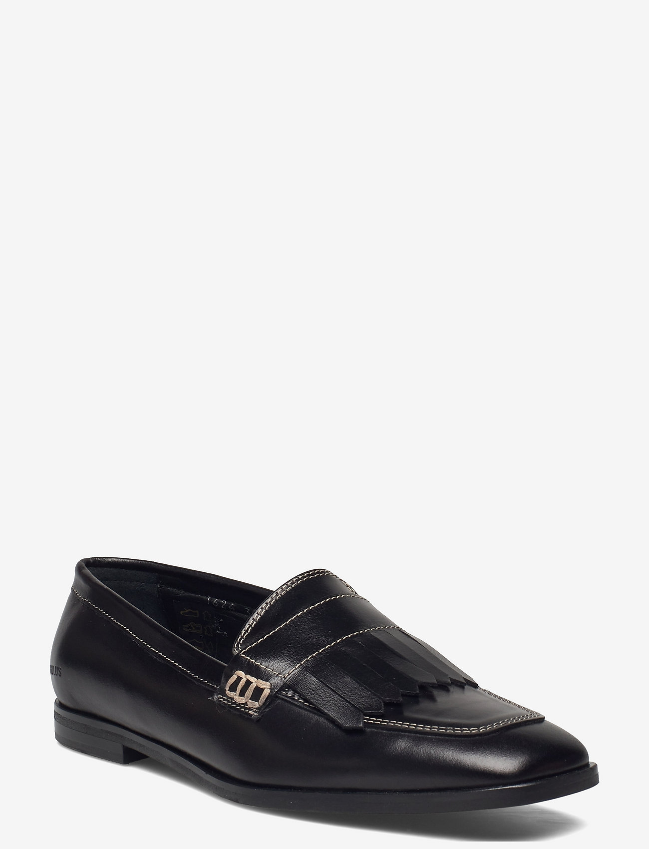 black flat loafers