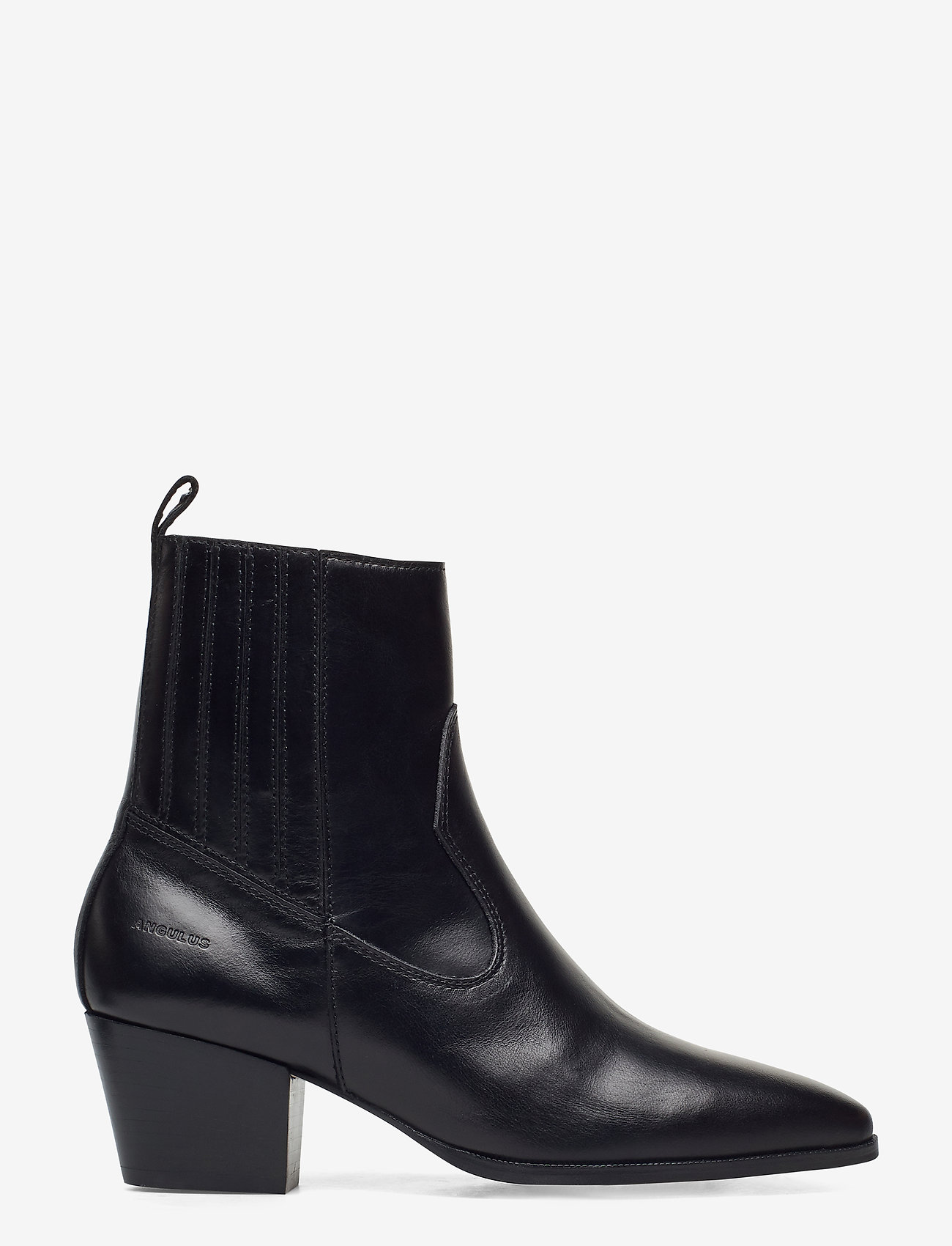 black bootie with block heel