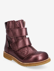 Boots - flat - with velcro - 1555 PLUM SHINE