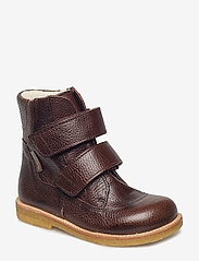 Boots - flat - with velcro - 2505 DARK BROWN