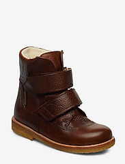 Boots - flat - with velcro - 2509 COGNAC