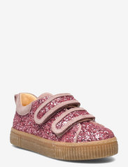 Shoes - flat - with velcro - 2497/2194 ROSE GLITTER/POWDER