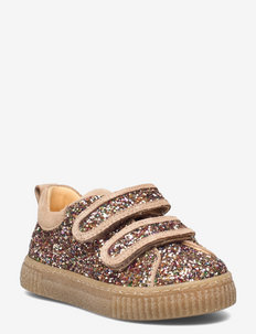 Shoes - flat - with velcro - niedriger schnitt - 2488/1149 multi glitter/sand