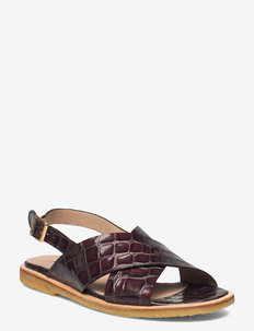 Sandals - flat - open toe - op - flade sandaler - 1672 brown croco