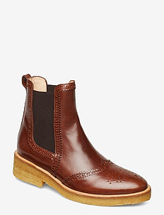Booties - flat - with elastic - chelsea boots - 1837/002 brown/dark brown