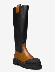 Boots - flat - langskaftede støvler - 1850/1604/019 camel/black/blac