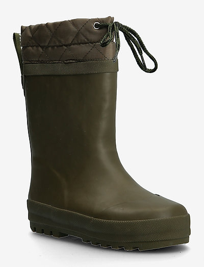 Rainboots with woollining - lined rubberboots - 0002 olive