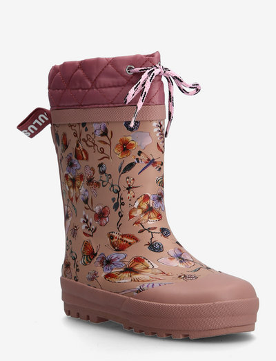 Rainboots with woollining - lined rubberboots - 0014 butterfly print