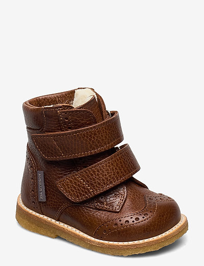 Boots - flat - with velcro - winter boots - 2509 cognac