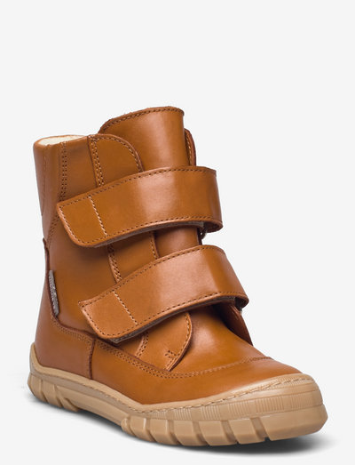Boots - flat - with velcro - vinterstøvler - 2406 cognac