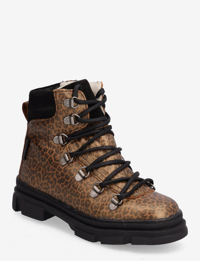 Boots - flat - with lace and zip - winterlaarzen - 2162/1163 brown leo/black