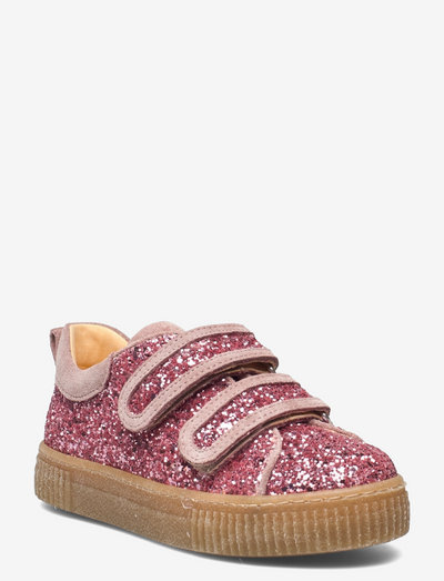 Shoes - flat - with velcro - sneakers - 2497/2194 rose glitter/powder