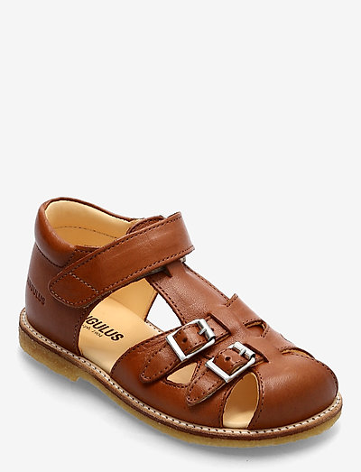 Sandals - flat - closed toe - - strap sandals - 1545 cognac