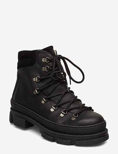 Boots - flat - with laces - paeltega saapad - 2100/1163 black