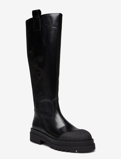 Boots - flat - pika säärega saapad - 1425/019 black/black