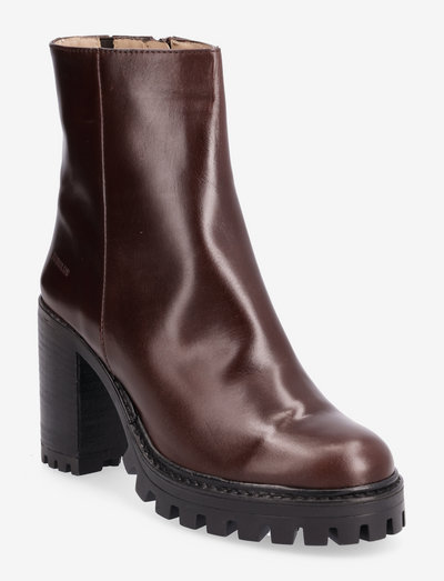 Bootie - block heel - with zippe - stiefeletten mit absatz - 1836 dark brown