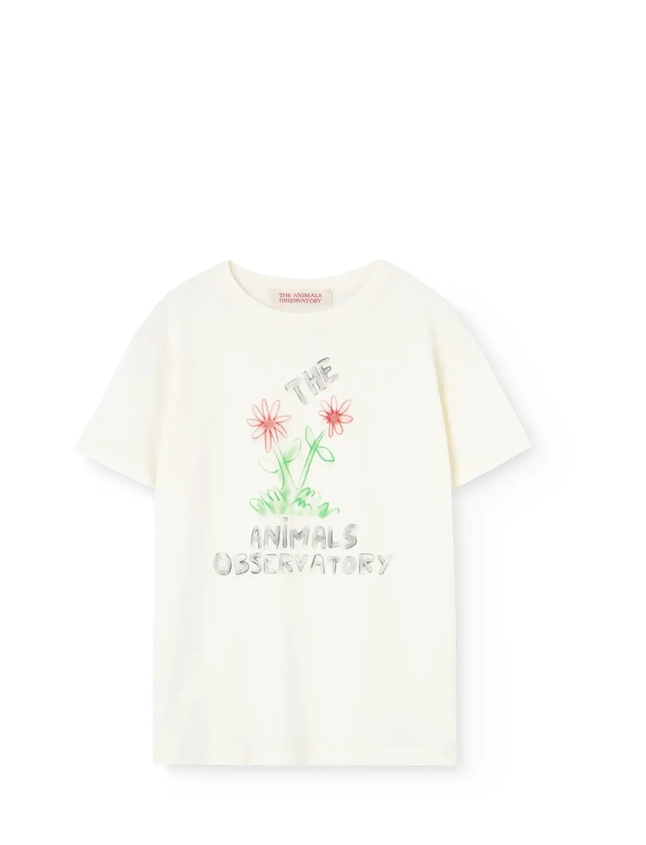 THE ANIMALS OBSERVATORY Flowers White Rooster T-Shirt, 12 Y, Cream, T-Shirts > Kortærmede, Børn