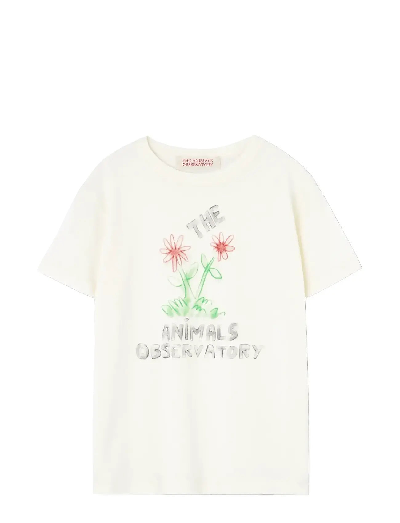 THE ANIMALS OBSERVATORY Flowers White Rooster T-Shirt, 4 Y, White, T-Shirts > Kortærmede, Børn