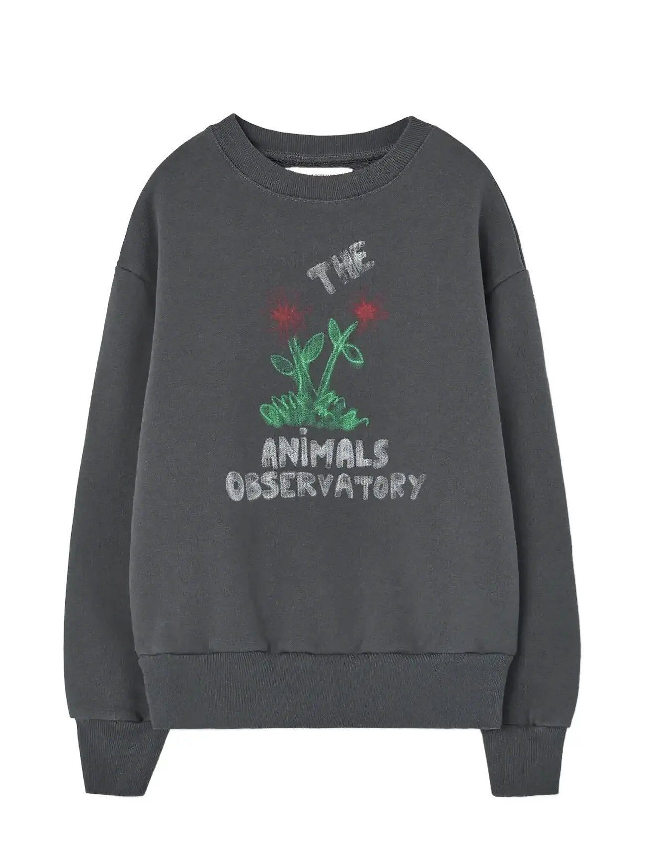 THE ANIMALS OBSERVATORY Flowers Dark Frey Bear Sweatshirt, 12 Y, Grey, Sweatshirts & Hættetrøjer > Sweatshirts, Børn