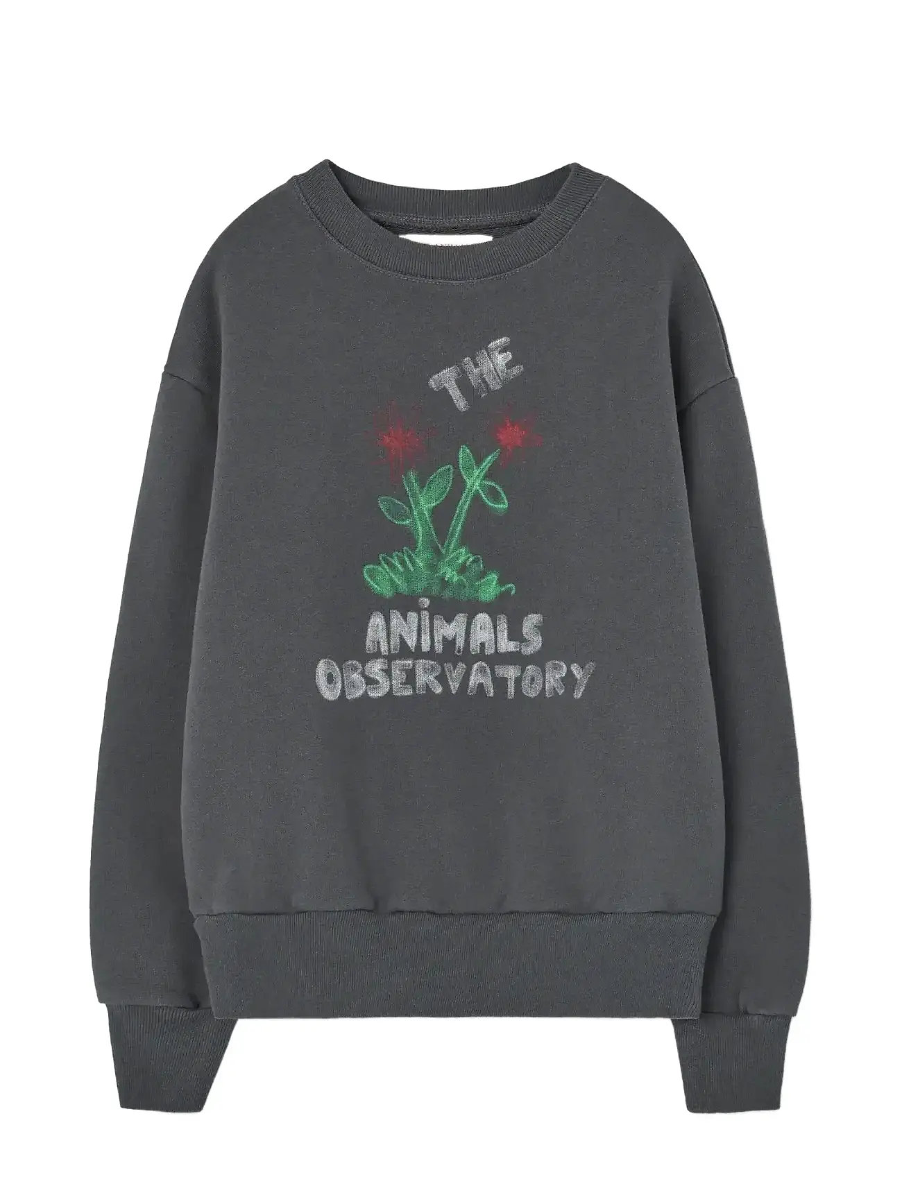 THE ANIMALS OBSERVATORY Flowers Dark Frey Bear Sweatshirt, 6 Y, Grey, Sweatshirts & Hættetrøjer > Sweatshirts, Børn