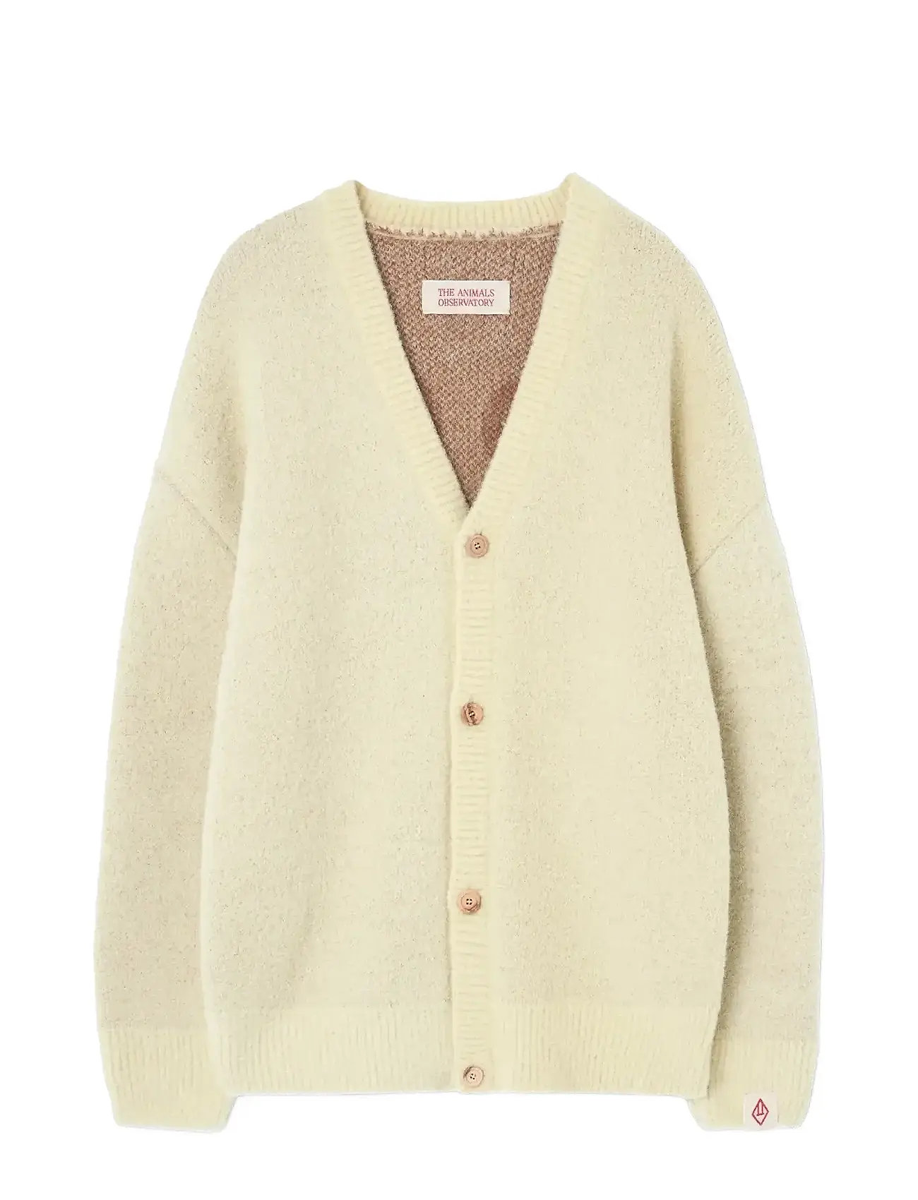 THE ANIMALS OBSERVATORY Yellow Racoon Cardifan, 12 Y, Cream, Strik > Cardigans, Børn