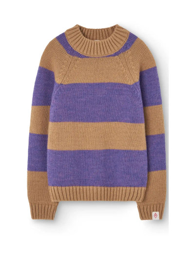 QOS Yellow & White Striped Multi Fish Sweater