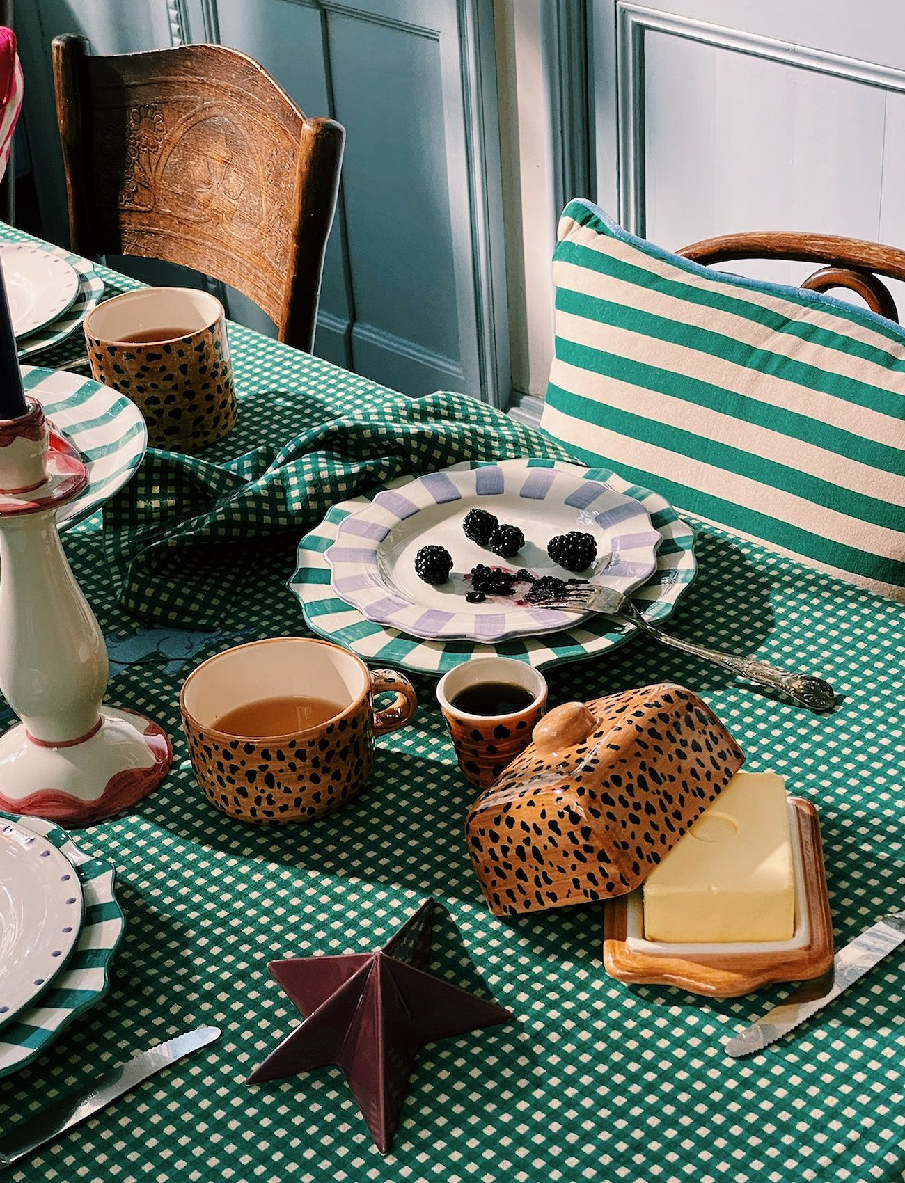 Anna + Nina Leopard Butter Dish, 17X11 cm, Brown, Køkkenopbevaring > Smørbægre, Unisex