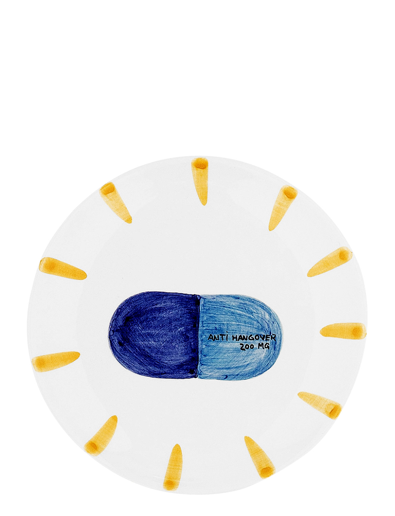 Anti Hangover Pill Dessert Plate Patterned Anna + Nina