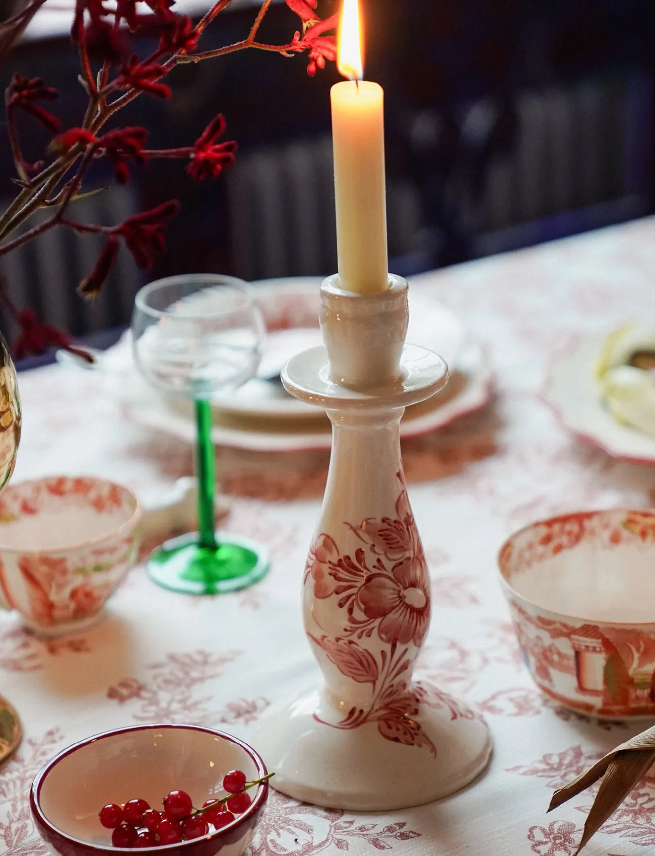 Anna + Nina Whimsical Rose Candle Holder, H12 cm, Cream, Lysestager & Lanterner > Lysestager, Unisex