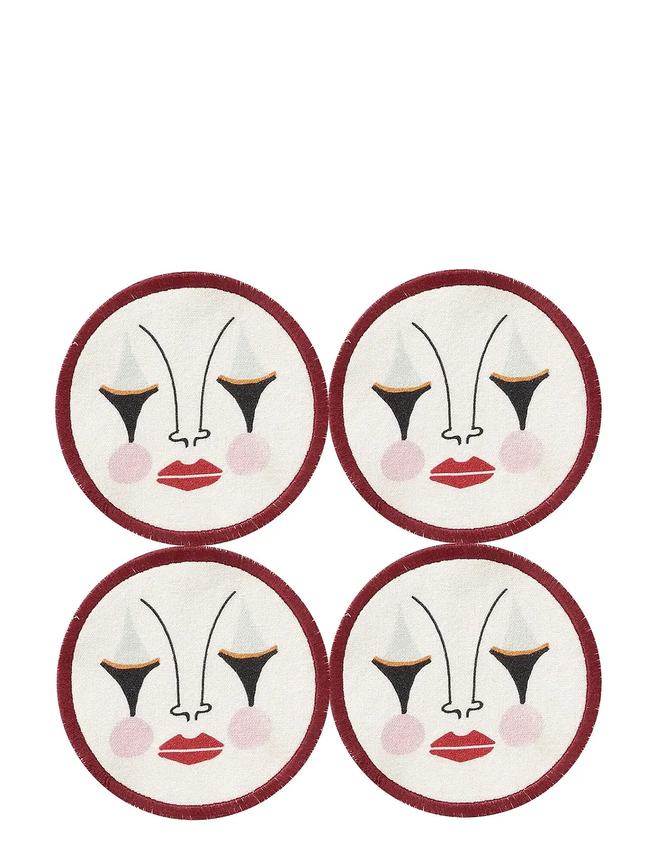 ANNA + NINA Pierrot Coaster Set Of 4 Pink - Ø 10.5 CM - Unisex