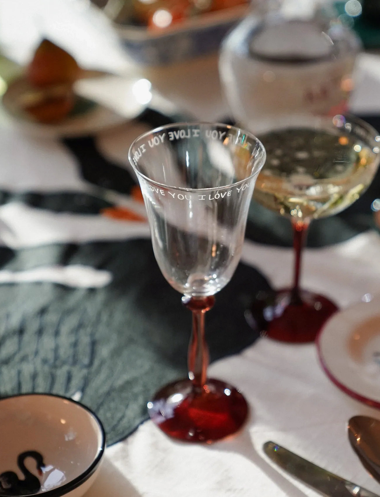 Anna + Nina I Love You Wine Glass, 27 CL, Red, Vinglas > Rødvinsglas, Unisex